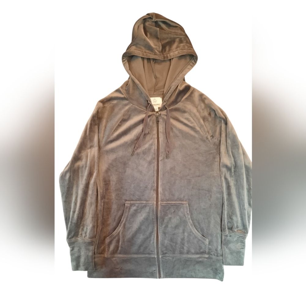 Offline by Aerie Womans Hoodie size XS Gray Velour Full Zip Lightweight Casual